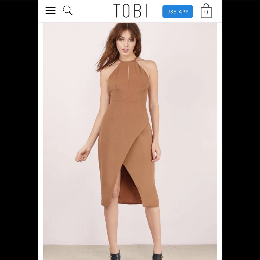 New with tag Tobi finders keepers pleasure tan wrap dress
